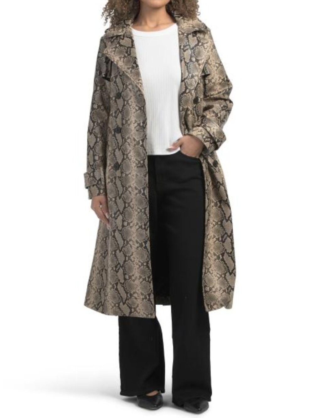 BCBGMAXAZRIA Snakeskin Printed Trench Coat